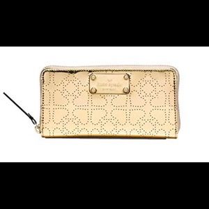 Kate spade wallet with gold hearts